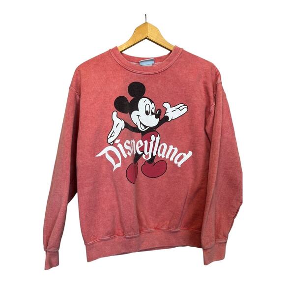 Disney Mickey Grunge Sweatshirt Fleece Pullover Hoodie Distressed Womens M Faded - Picture 1 of 4